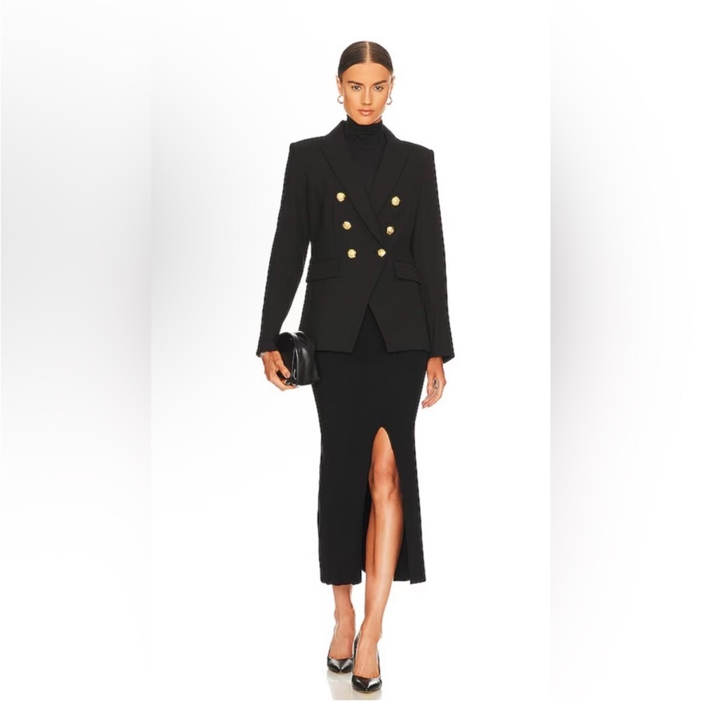 Veronica Beard Miller Dickey Jacket Black Double-Breasted with Gold Buttons - Picture 2 of 13
